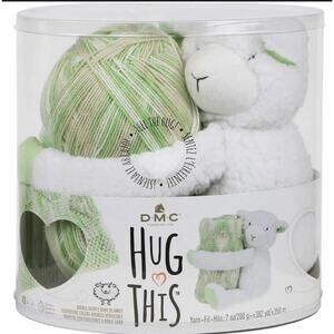 DMC Hug This! Knitting & Crochet Yarn Kit with Lamb Toy New In Box Baby Blanket